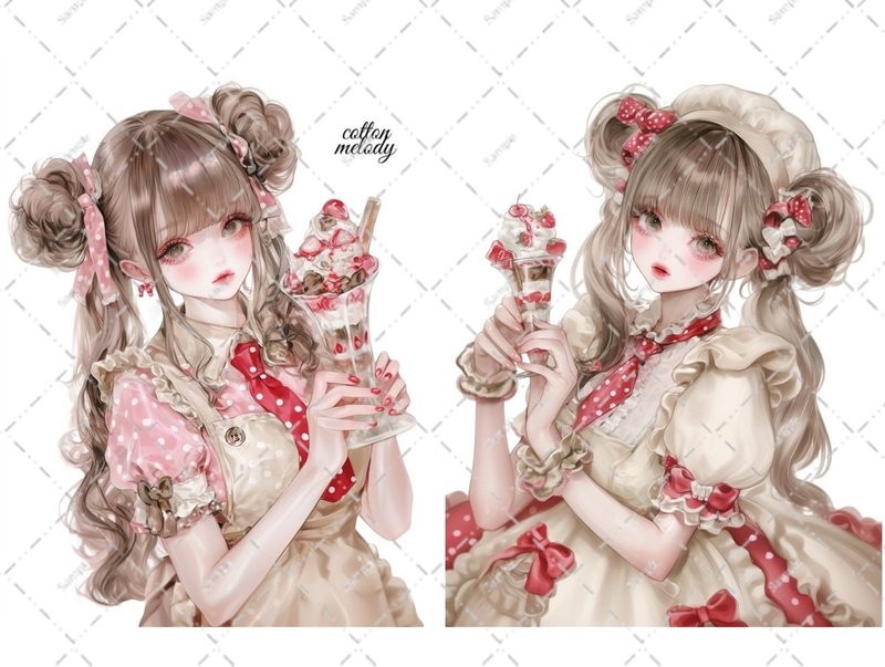 【限定】original sticker no.PM49 // nene様コラボ Patisserie Melody人物ステッカー cottonmelody - 貼紙 - 紙 