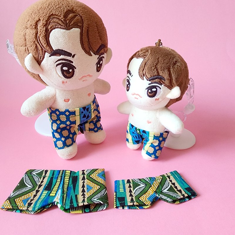 For Plush Toy 15cm Doll Clothes Dress Up Printed  Pants: Ethnic Prints - Stuffed Dolls & Figurines - Cotton & Hemp Green