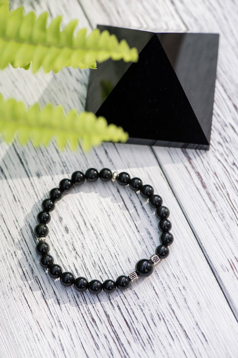 Obsidian Series Growing Obsidian 6mm Single Layer Bracelet - Bracelets - Semi-Precious Stones Black