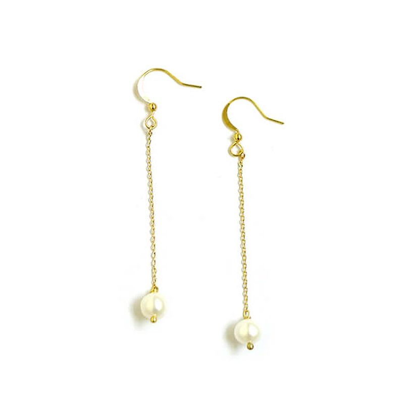Love x Pearl freshwater pearl gold-plated 18K gold ear hook [Love is like the sea. reverberation] earrings - Earrings & Clip-ons - Gemstone 