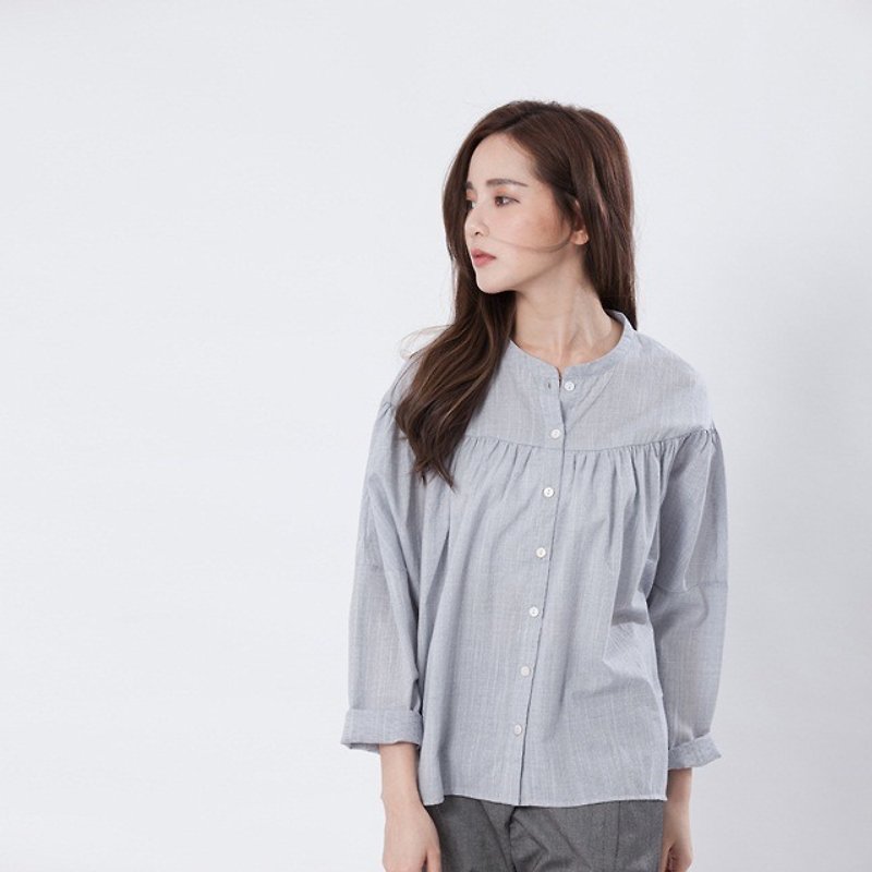 Kim pullover girly  shirt / smoky grey - Women's Casual & Functional Jackets - Cotton & Hemp Gray