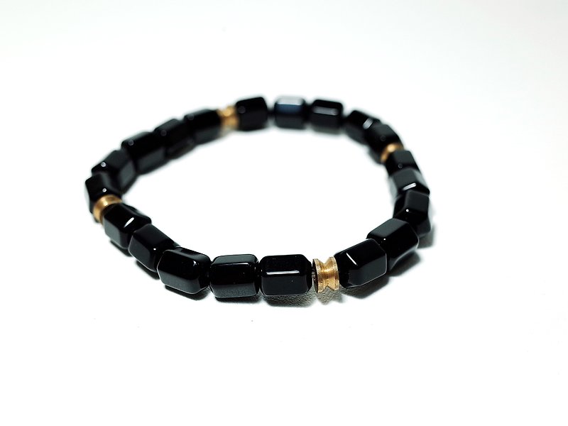 W&Y Atelier - Brass Jewelry Bracelet , Black Agate - Bracelets - Gemstone Black