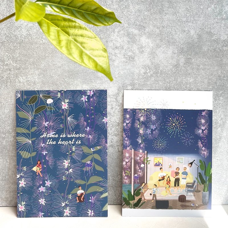 Sweet Day  Series Postcard - Small-leaved Barrin /  Summer Night Home - Cards & Postcards - Paper Purple