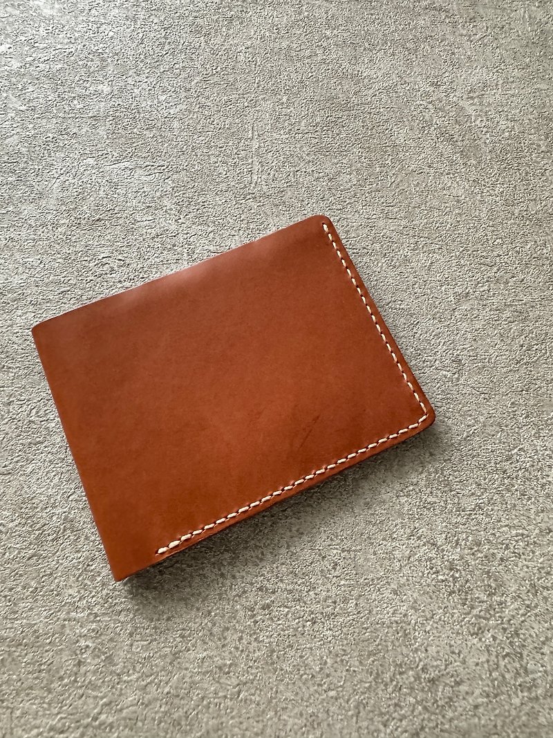 [Refurbished] Red Coffee Classic Gentleman Short Clip/Wallet/Card Holder - กระเป๋าสตางค์ - หนังแท้ สีนำ้ตาล