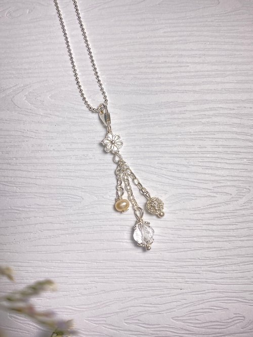 淳玉晶品坊 快速出貨 天然白水晶x珍珠x925銀項鍊