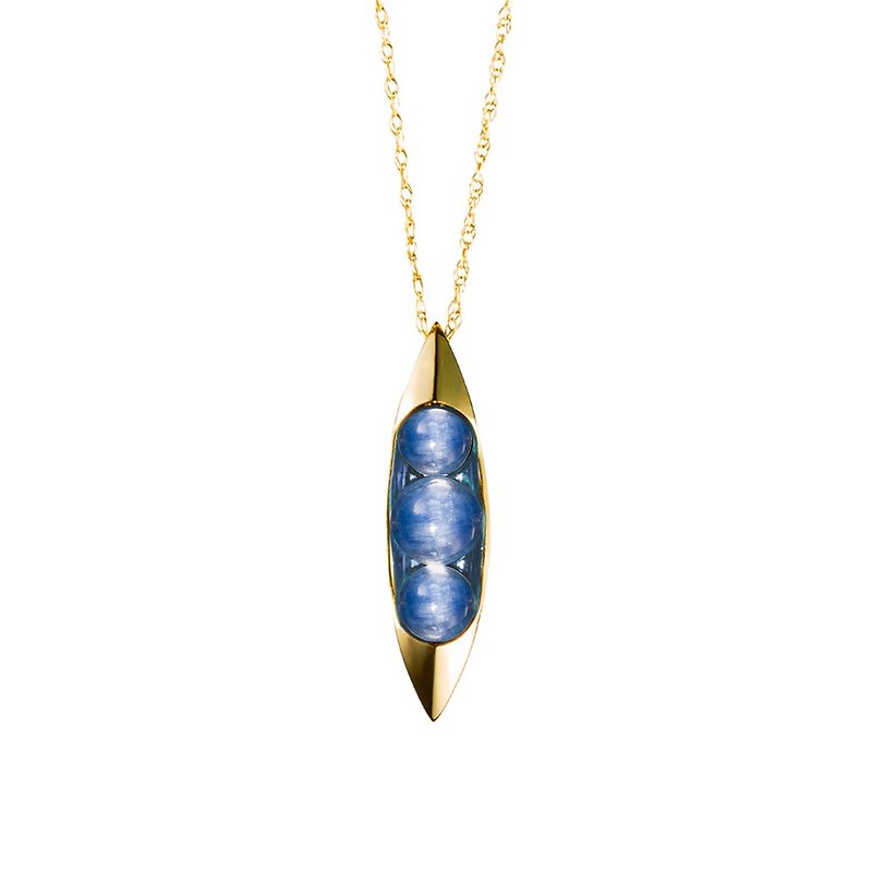 Pea in a Pod Blue Necklace, 14k Kyanite Taurus Gemstone Necklace, Trinity Stone - สร้อยคอทรง Collar - เครื่องประดับ สีน้ำเงิน