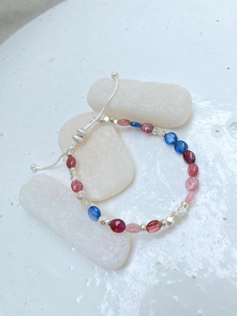 DREAM: Kyanite and tourmaline and silver beads bracelet (B0098) - 手鍊/手環 - 銀 多色