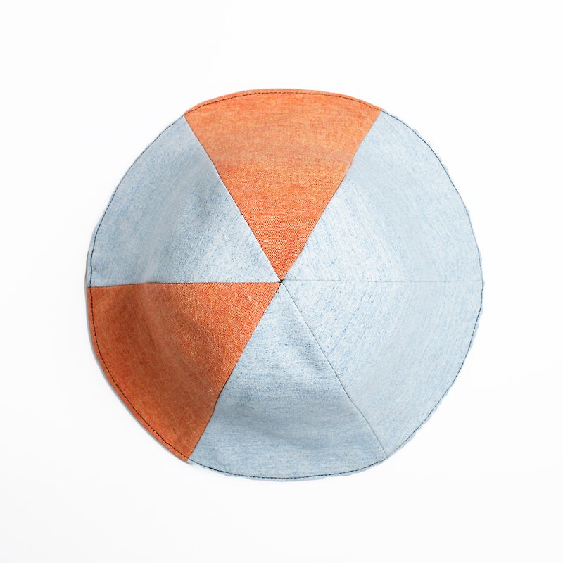 JOJA│ Orange + Black + dark blue light blue x-sided flower-shaped cap - Hats & Caps - Cotton & Hemp Orange