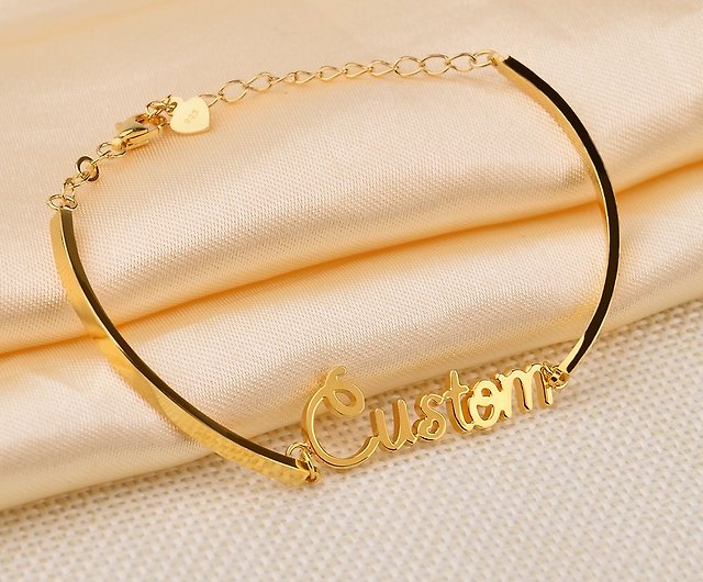 Personalized Double Classic Name Bracelet 18k Gold plated or 925 sterling Silver