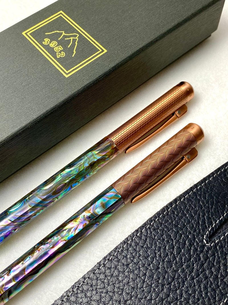3952老山羊-鵝鑾鼻 古紅銅 嚴選鮑魚貝殼 玫瑰金鋼尖鋼筆 - 鋼筆 - 其他材質 