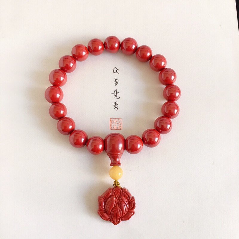 天然原礦硃砂 帝王砂手鏈 硃砂量95%以上 化太歲 清熱解毒 防驚嚇 - 手鍊/手環 - 寶石 