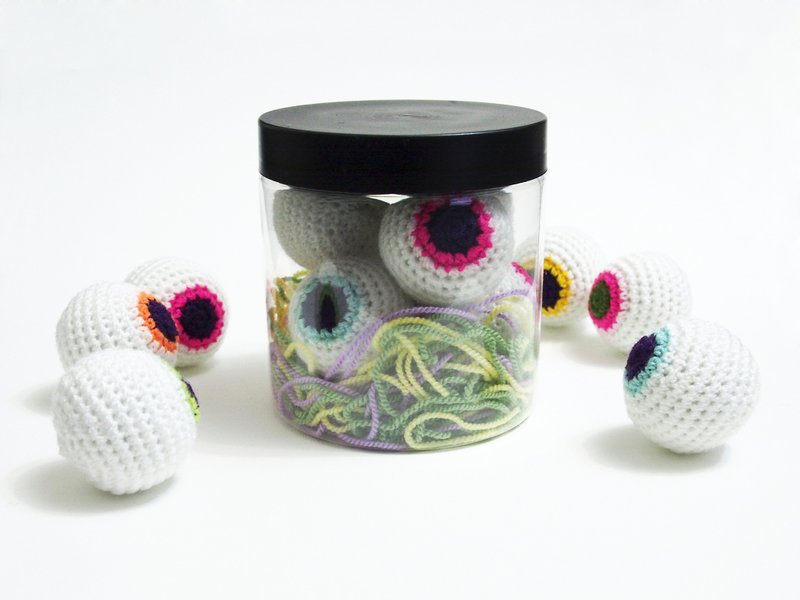 Zombie eyeballs set (6 pc) in a jar - Items for Display - Other Man-Made Fibers Multicolor