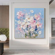 手描き油絵の高級装飾画には花が彩りを添える 花】手描きの油絵 （手描き油絵立体花飾り01）