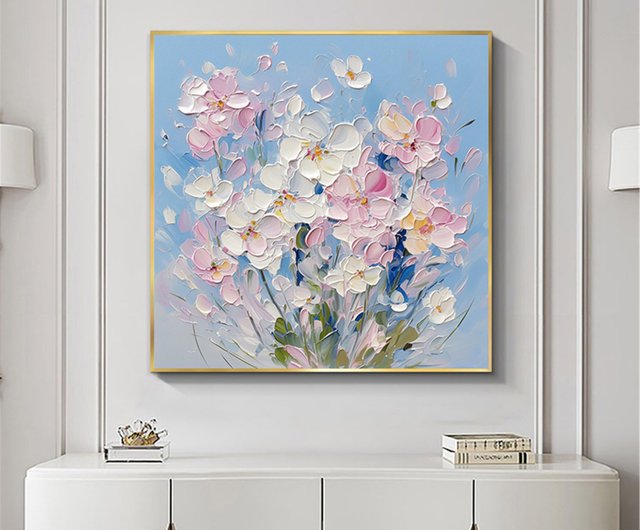 花言葉手描きの花の装飾画の質感抽象画レストランリビングルーム吊り