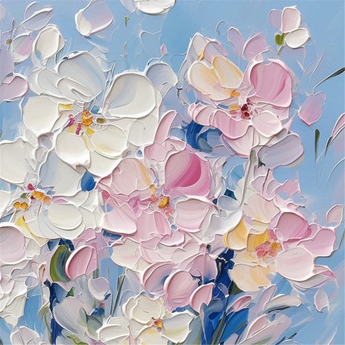 花言葉手描きの花の装飾画の質感抽象画レストランリビングルーム吊り