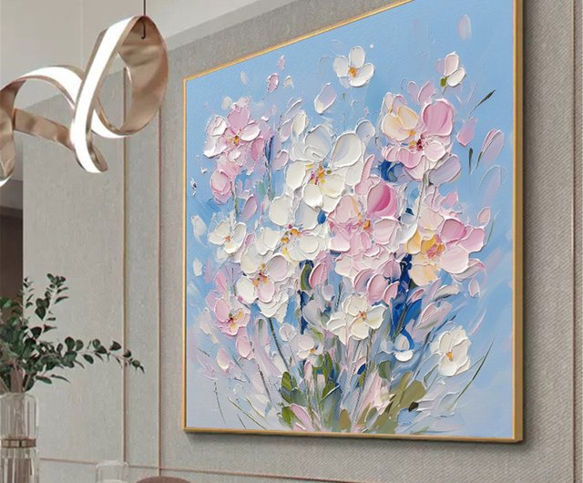 花言葉手描きの花の装飾画の質感抽象画レストランリビングルーム吊り