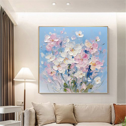 花言葉手描きの花の装飾画の質感抽象画レストランリビングルーム吊り