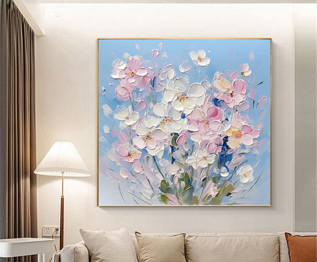 花言葉手描きの花の装飾画の質感抽象画レストランリビングルーム吊り