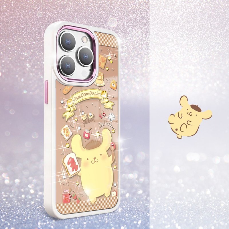 三麗鷗 iPhone 15 14系列軍規防摔合金框鏡面手機殼-甜點布丁狗 - 手機殼/手機套 - 其他材質 多色