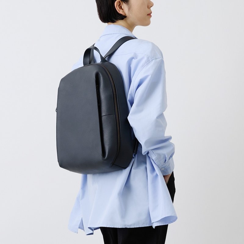 Kazematou Backpack L-Navy Blue - Backpacks - Genuine Leather Blue