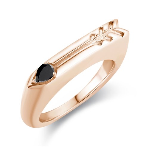 Majade Jewelry Design 黑鑽石圖章戒指-箭心形客製女戒-925純銀印章情侶對戒-免費刻字