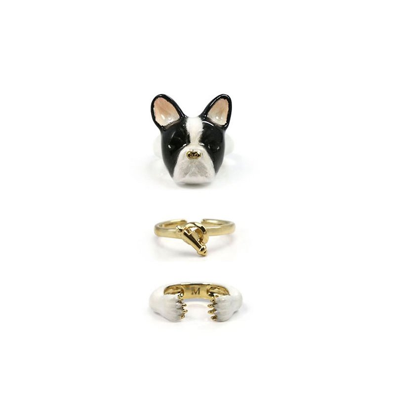 3-Piece Of French Bull Dog Rings. - General Rings - Other Metals White
