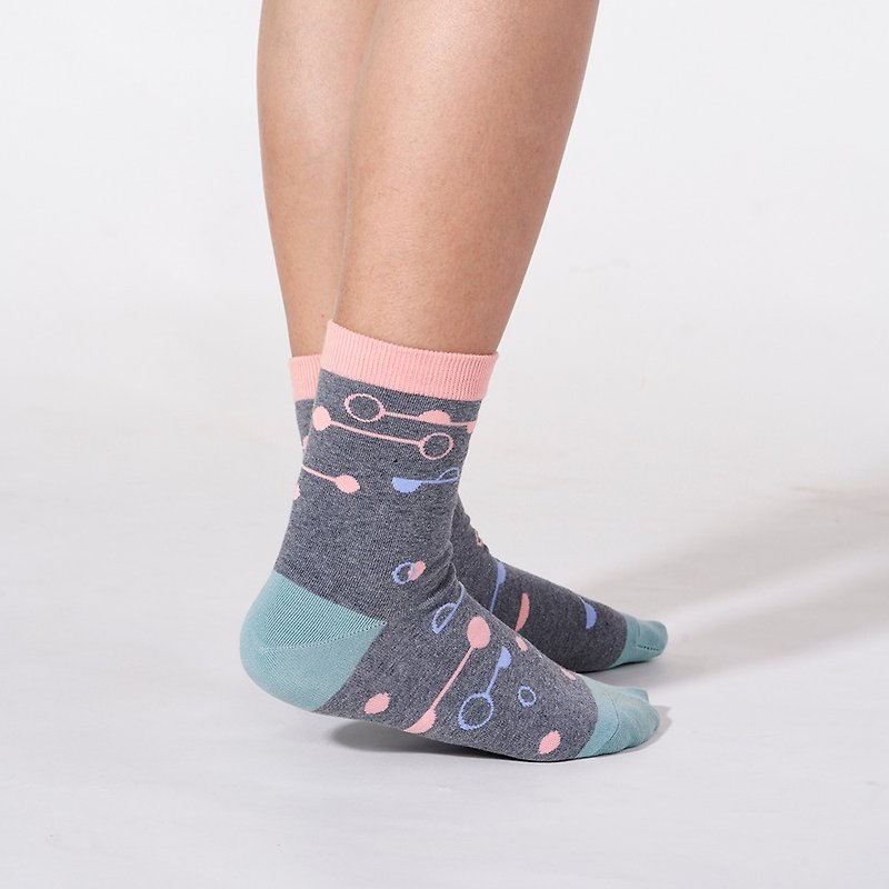 Tick tick 3:4 /gray/ socks - ถุงเท้า - ผ้าฝ้าย/ผ้าลินิน สีเทา