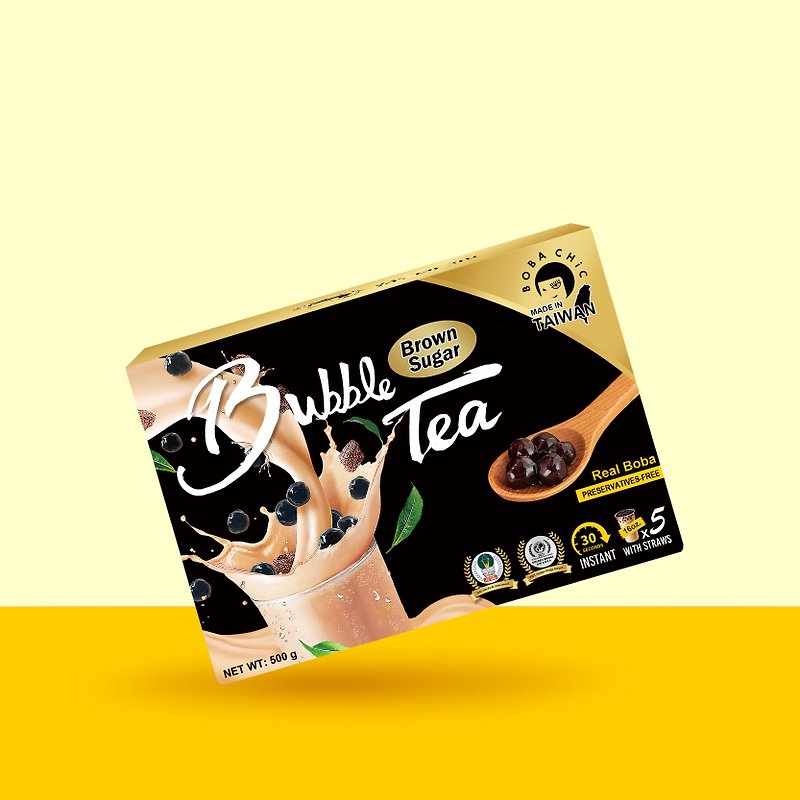 Bubble Tea Kit - 5 Counts Authentic Brown Sugar Boba Tea Flavor - Cuisine - Other Materials Gold