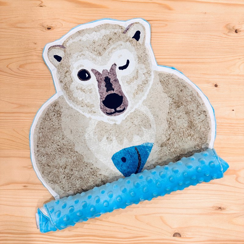 [Summer Mid-Moon Ceremony] Cool Polar Bear Shaped Bean Blanket_Including Gift Box - Baby Gift Sets - Cotton & Hemp Blue