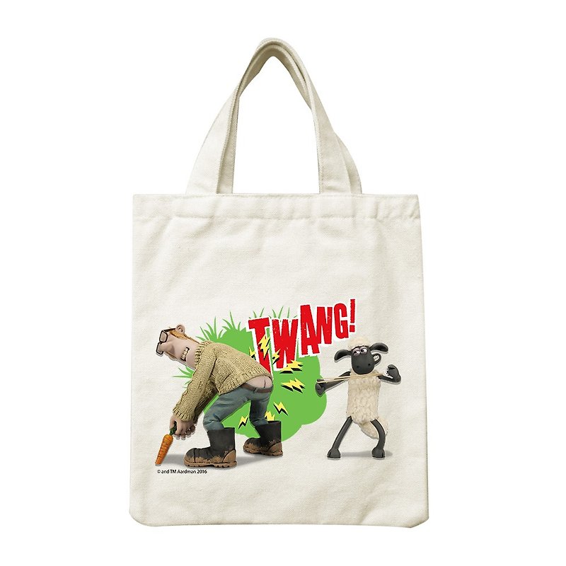 笑笑羊正版授權(Shaun The Sheep)-手提帆布包：【開心農場】,CA1AI06 - 手提包/手提袋 - 棉．麻 綠色