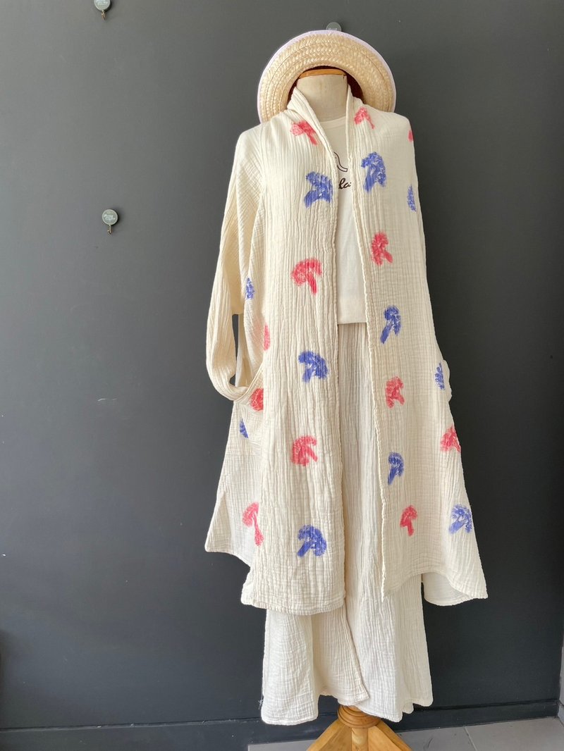 Long Coat  Size F (Eco fashion Handmade) - 女西裝外套 - 棉．麻 白色