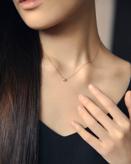 Nozomi Jewelry │尋找美好事物的輕珠寶品牌 純18K│包鑲10分鑽石鎖骨鍊│玫瑰金