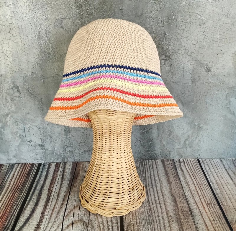 knitted rope hat, bucket hat - 帽子 - 棉．麻 