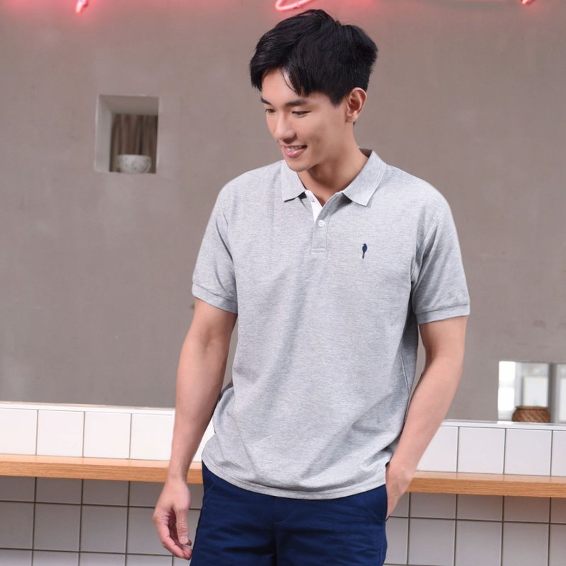 MEN'S ORIGINAL POLO∣Ultra Soft Polo with Magpie Embroidery‧Misty Gray & 3 others - เสื้อยืดผู้ชาย - ผ้าฝ้าย/ผ้าลินิน 