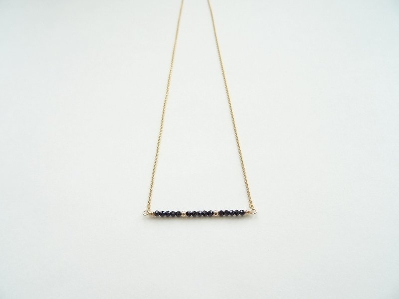 Dainty Black Spinel Beaded Bar 14K GF Necklace | Gemming Geometry - Necklaces - Semi-Precious Stones Black
