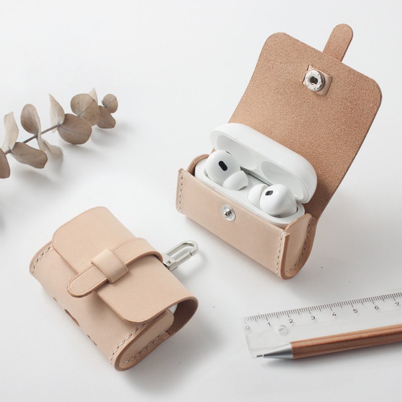無線耳機 AirPods 保護套  牛皮 真皮植鞣革 客製 原創設計 - AirPods/耳機保護套 - 真皮 咖啡色