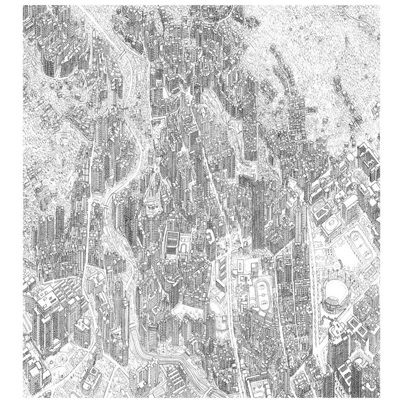 台北市天母区 手描き地図 アートプリント 小 - ウォールデコ・壁紙 - 紙 ホワイト