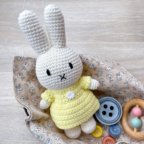 橘荷屋 x Miffy 荷蘭 Just Dutch | Miffy 米飛兔 編織娃娃和她的淺黃色洋裝