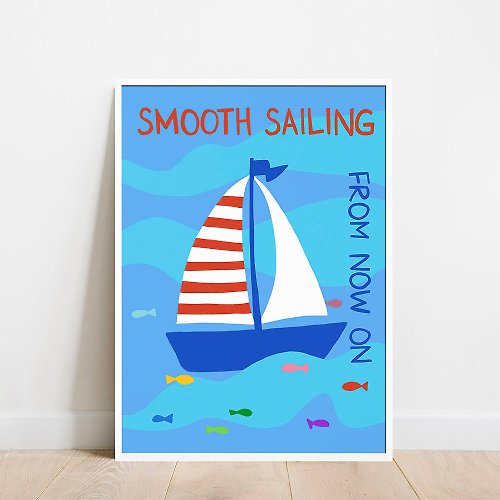 Ellie go lucky Art print/ Smooth Sailing / Illustration poster A3,A2
