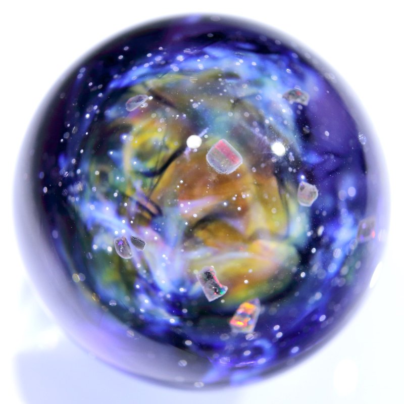 50mm Galaxy Glass Marble no.M158 - ของวางตกแต่ง - แก้ว สีน้ำเงิน