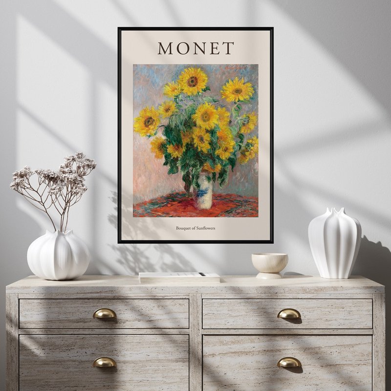 莫內_向日葵花束II - 莫內系列掛畫/花卉掛畫/太陽花/臥室裝飾畫 - 海報/掛畫/掛布 - 其他材質 橘色