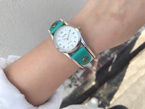 kouzandmokobo STITCH 常夏肌に映える、夏のヌメ革ウォッチ ステッチラン腕時計 見やすい文字盤 SRW-WHT-KA