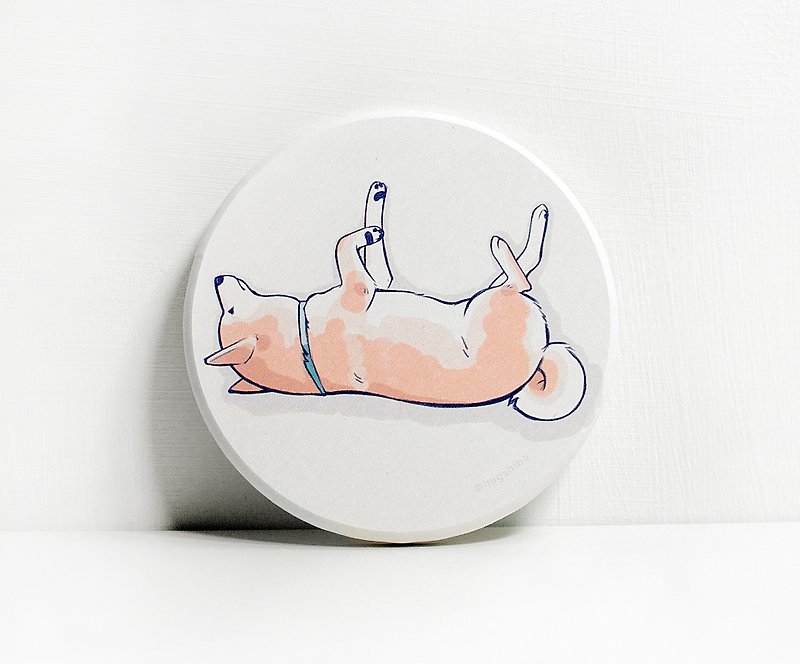 Diatomite Absorbent Coaster Lazy Shiba Inu 2 - Coasters - Other Materials Multicolor