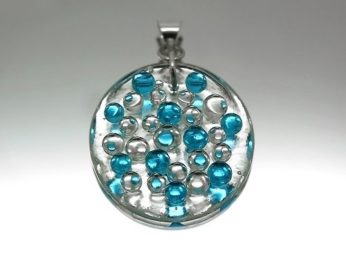 Arctida Ocean necklace for women Glass Art water drops Air bubbles underwater pendant