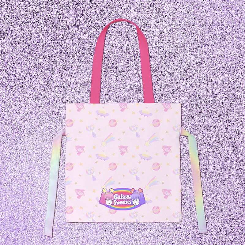Original Character Galaxy Sweeties Rainbow Ribbon Tote Bag - Messenger Bags & Sling Bags - Cotton & Hemp Multicolor
