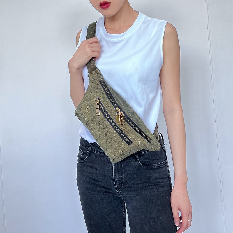 Belt bag-100% upcycled from jeans - Messenger Bags & Sling Bags - Eco-Friendly Materials Brown