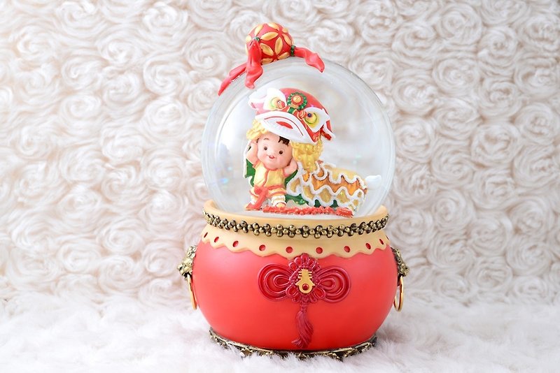 賀年舞獅 水晶球音樂盒 新年祝賀 新年禮物 居家擺飾 - 擺飾/家飾品 - 玻璃 