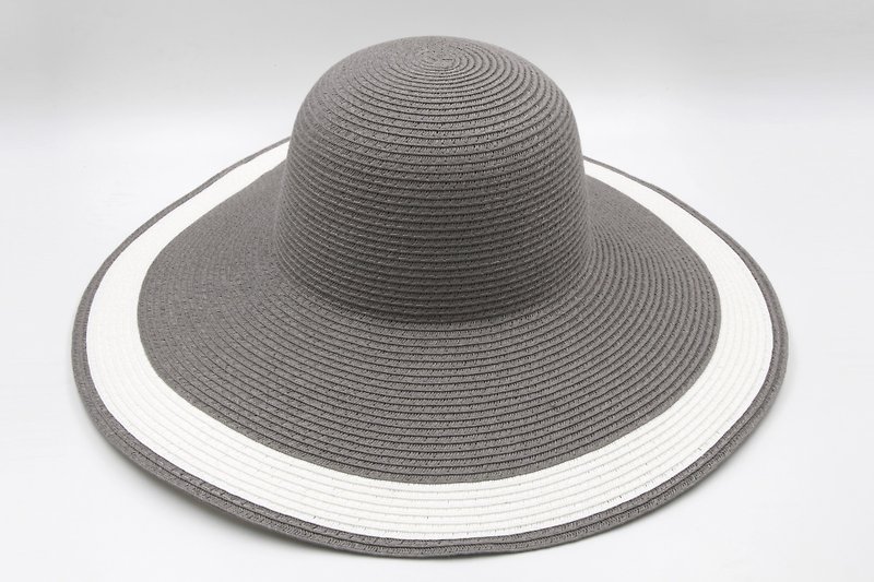 【紙布家】雙色大波浪(灰色)紙線編織 - 帽子 - 紙 灰色