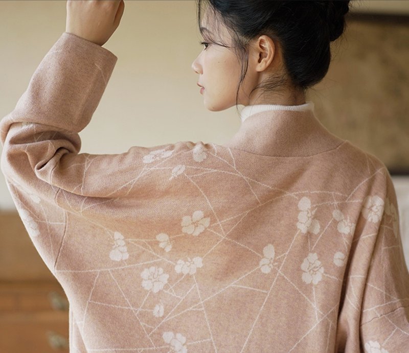 【冰裂梅】新中式復古 羊毛針織衫 漢元素外套 - 女上衣/長袖上衣 - 其他材質 多色