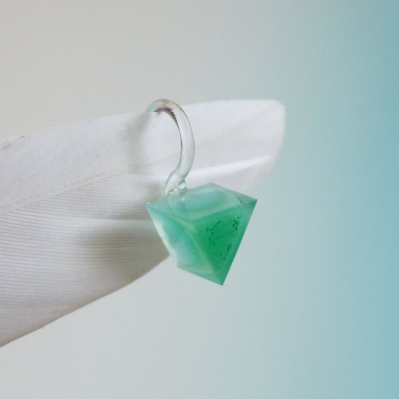 Triangle Earrings ▽ 439 / Dreams from Yesterday ▽ Single Stud - Earrings & Clip-ons - Waterproof Material Green